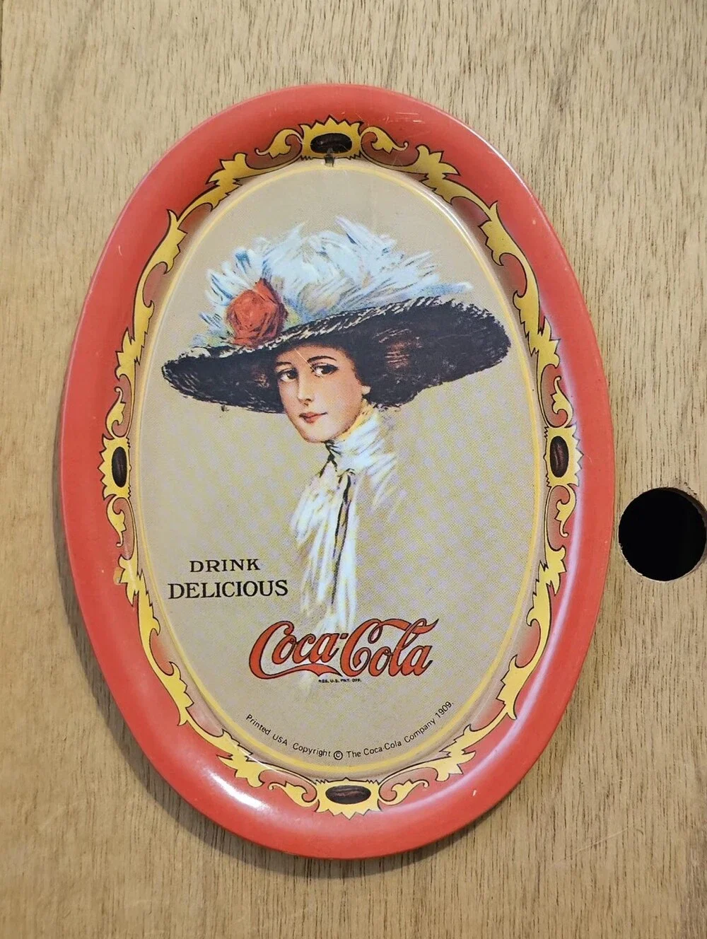 Coca Cola Pepsi Oval Vintage Style Serving Tray with Retro Lady Illustration